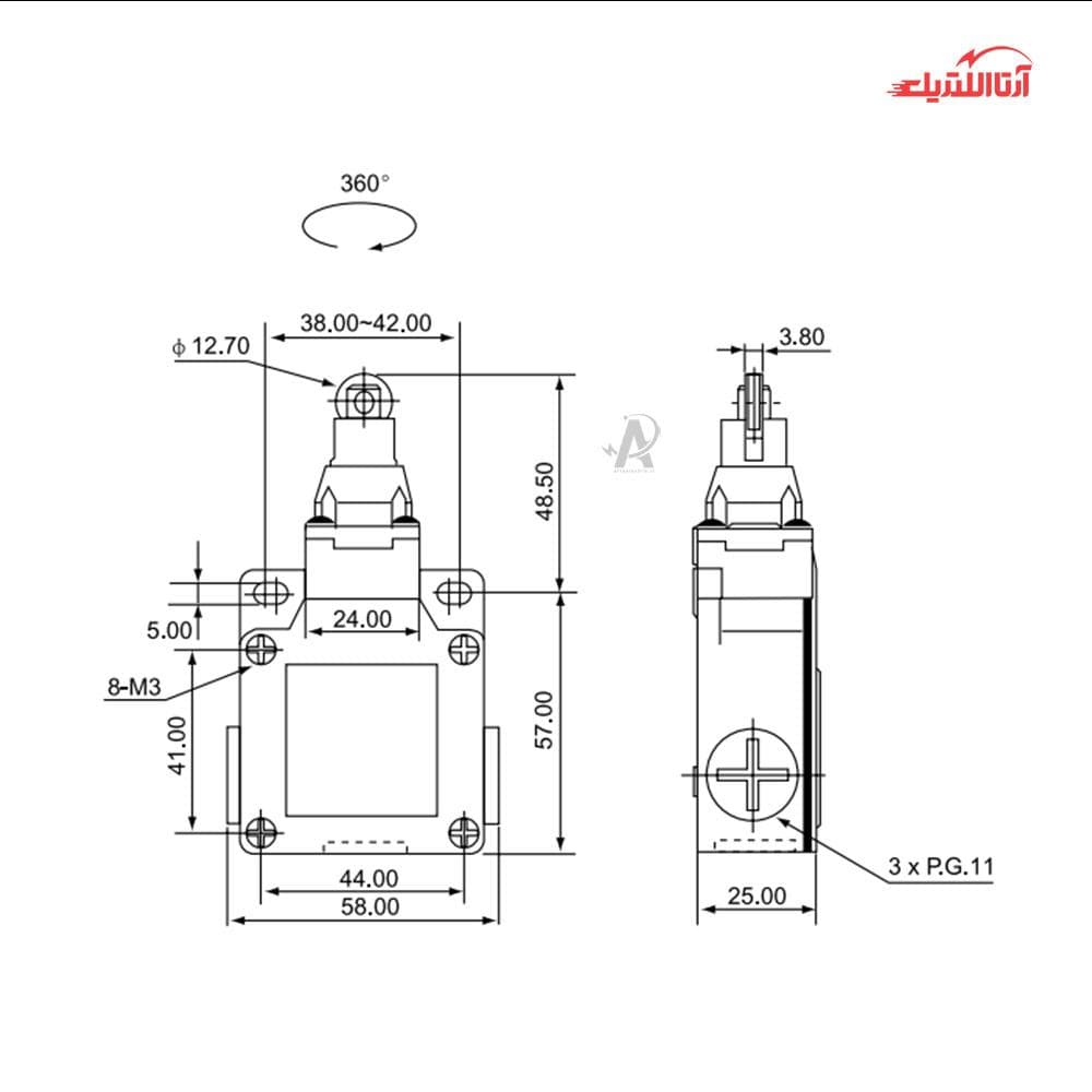 لیمیت سوئیچ فشاری قرقره دار CNTD مدل CSA-003 — تصویر ۳