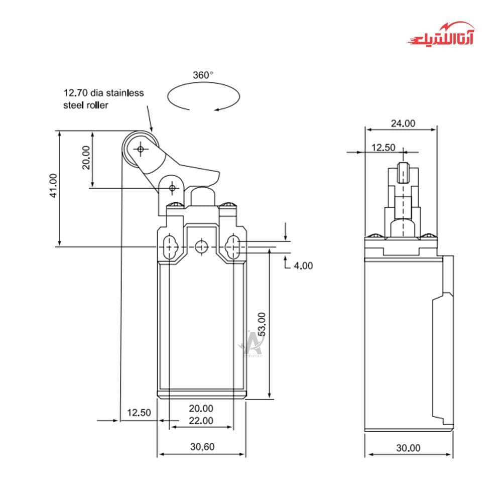لیمیت سوئیچ قرقره دار یک طرف باکالیت CNTD مدل CLS-127 — تصویر ۳