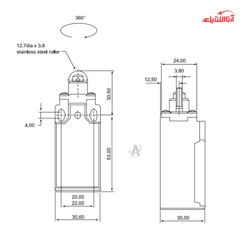 لیمیت سوئیچ فشاری قرقره دار باکالیت CNTD مدل CLS-103 — تصویر ۳