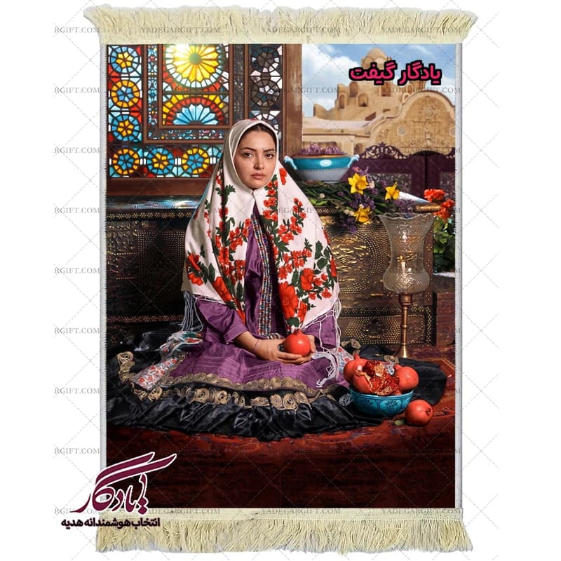 تابلو فرش ماشینی طرح ایرانی بانوی کاشان کد i71