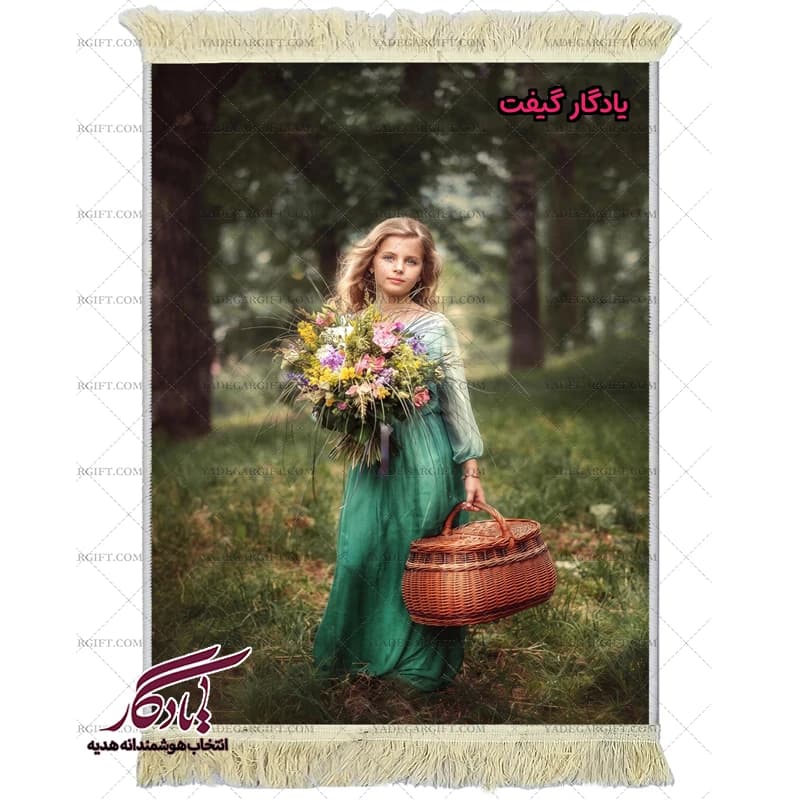تابلو فرش ماشینی طرح دوشیزه گلفروش کد d48