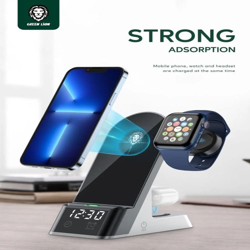 استند شارژ وایرلس 6 کاره گرین لاین مدل GREEN LION 6 IN 1 WIRELESS CHARGER — تصویر ۴