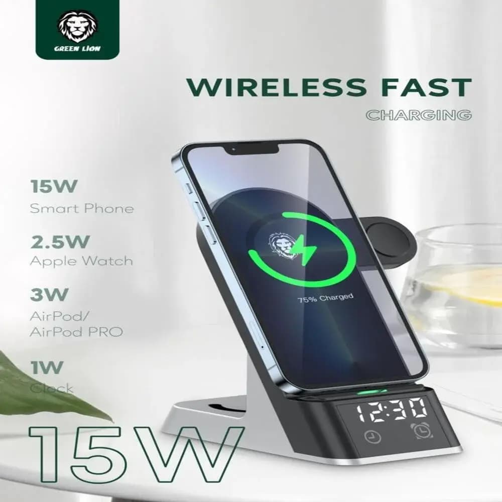 استند شارژ وایرلس 6 کاره گرین لاین مدل GREEN LION 6 IN 1 WIRELESS CHARGER — تصویر ۶