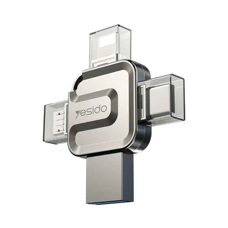 مبدل OTG و فلش مموری 4 سر یسیدو 64 گیگابایت YESIDO FL15 64GB Flash Drive — تصویر ۲