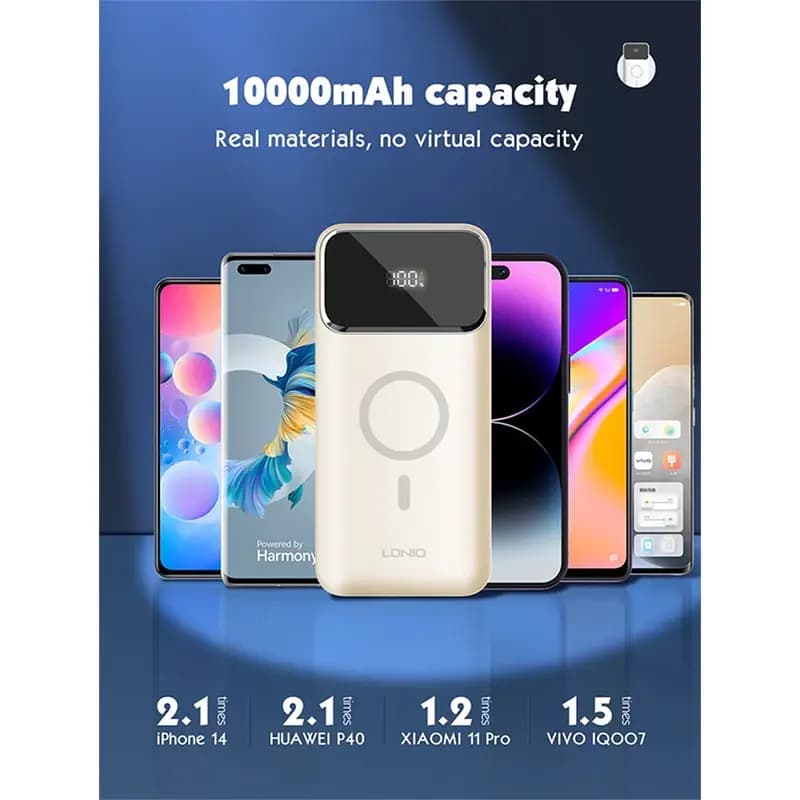 پاوربانک مگ سیف 10000 الدینیو مدل LDNIO PQ12 POWER BANK — تصویر ۷