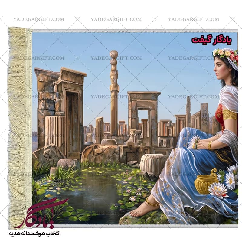 تابلو فرش ماشینی ایرانی ایراندخت کد i55 — تصویر ۳