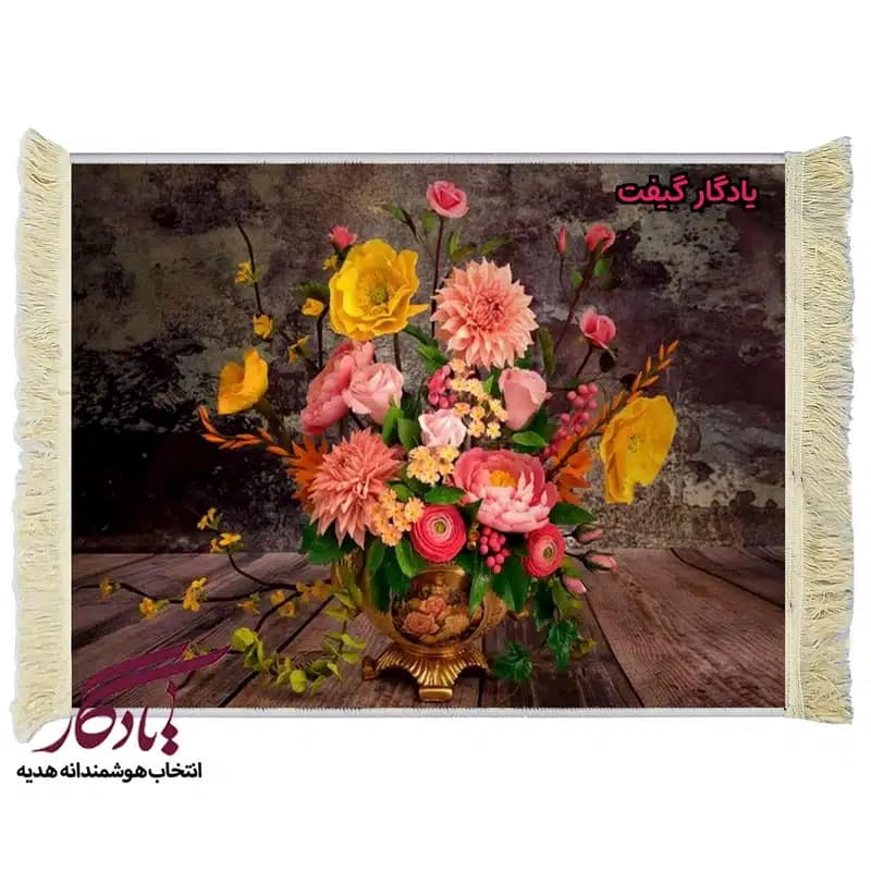 تابلو فرش ماشینی طرح گل کوکب و رز کد g12