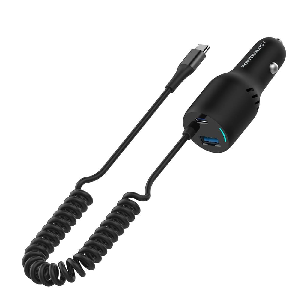 شارژر فندکی پاورلوژی مدل Powerology Car Charger 100W + Cable