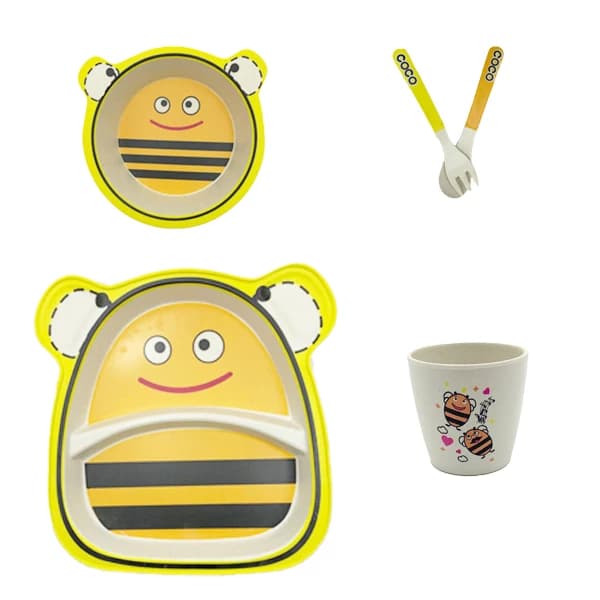 ست ظرف غذای بامبو کودک ۵تیکه کوکو coco bamboo طرح زنبور bee
