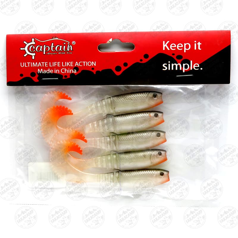 لور ماهی ژله ای کاپیتان دم داسی ۱۰ سانتی بسته ۵ عددی CAPTAIN TS5