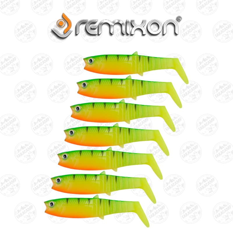 طعمه لور ماهی ژله ای رمیکسون فایر تایگر ۸سانتی بسته ۷عددی REMIXON BUSTER SHADE