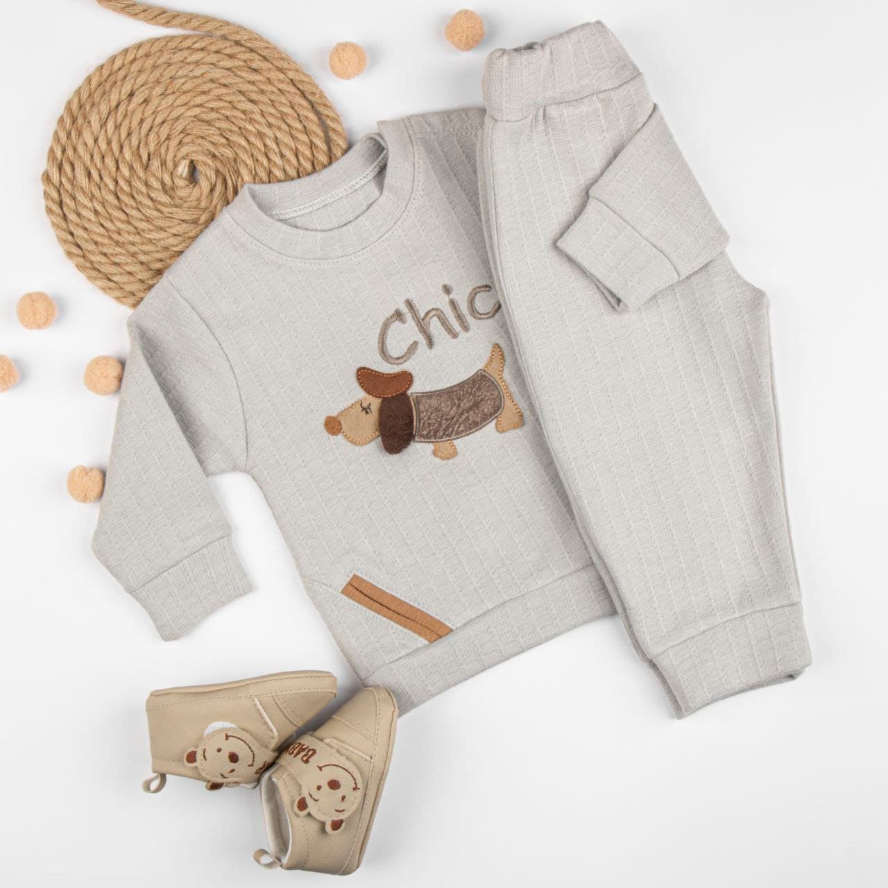 بلوز شلوار دوروپنبه کوکالو طرح هاپو سایز نوزادی تا ۳ سال