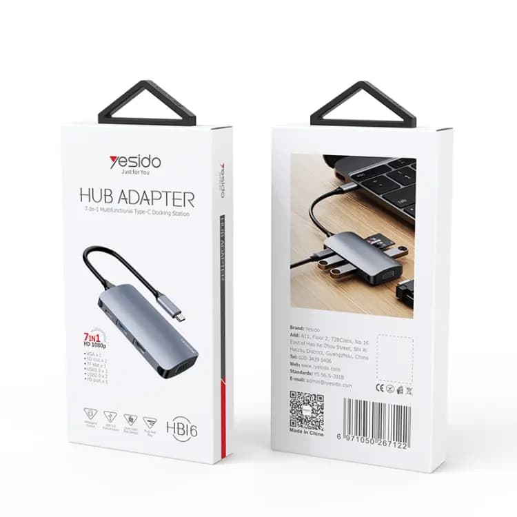 هاب 7 کاره تایپ سی یسیدو YESIDO HB16 HUB ADAPTER — تصویر ۹