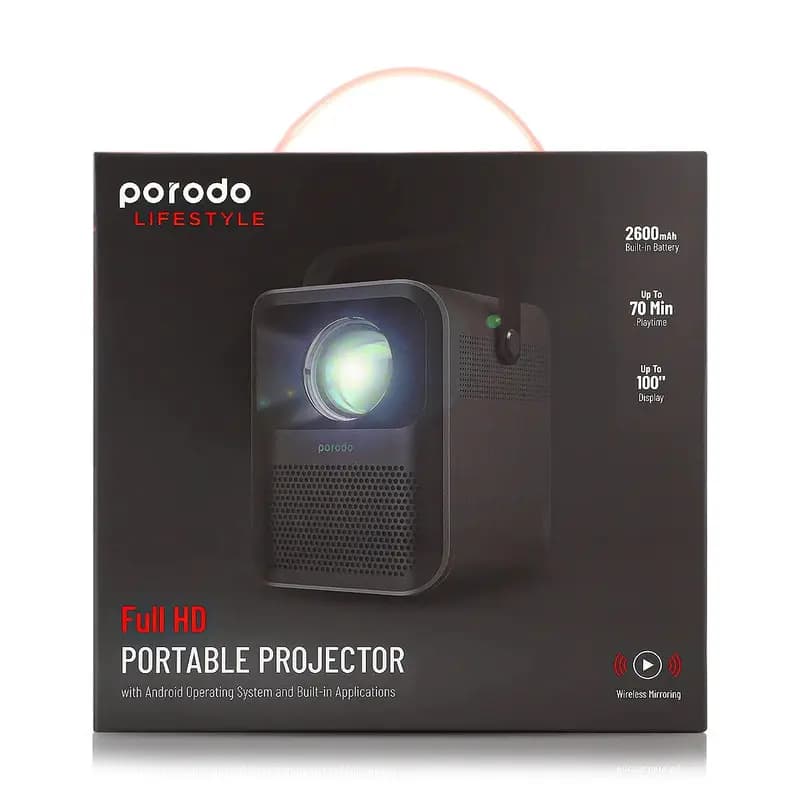 ویدئو پروژکتور قابل حمل پرودو مدل PORODO PORTABLE PROJECTOR PD-HDPRJAN ( با گارانتی ) — تصویر ۸