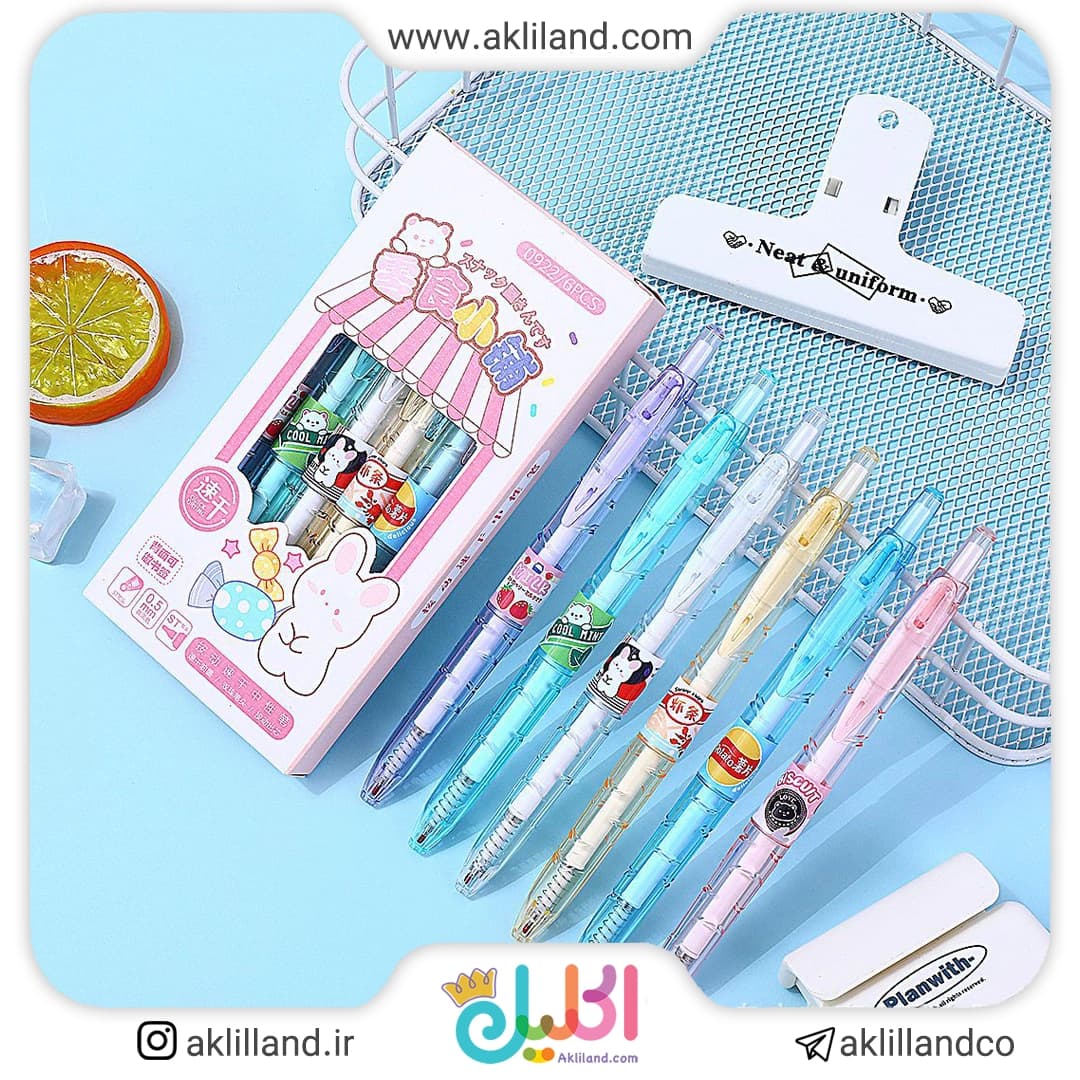 خودكار طرح فانتزی (بسته 6 عددی) (رنگ جوهر مشکی)