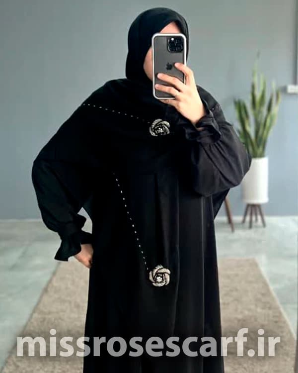 روسری مشکی مجلسی کار شده