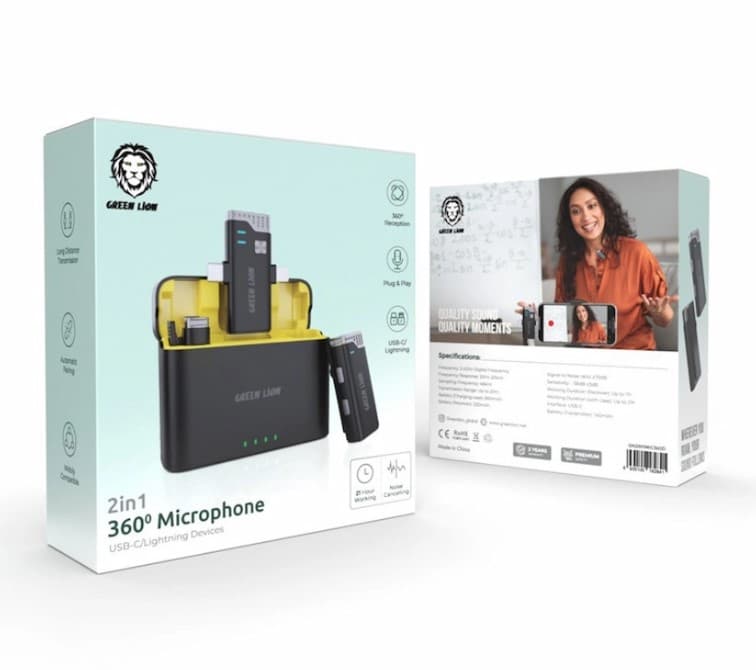 میکروفون یقه ای بی‌سیم گرین لاین مدل GN2IN1MIC360D