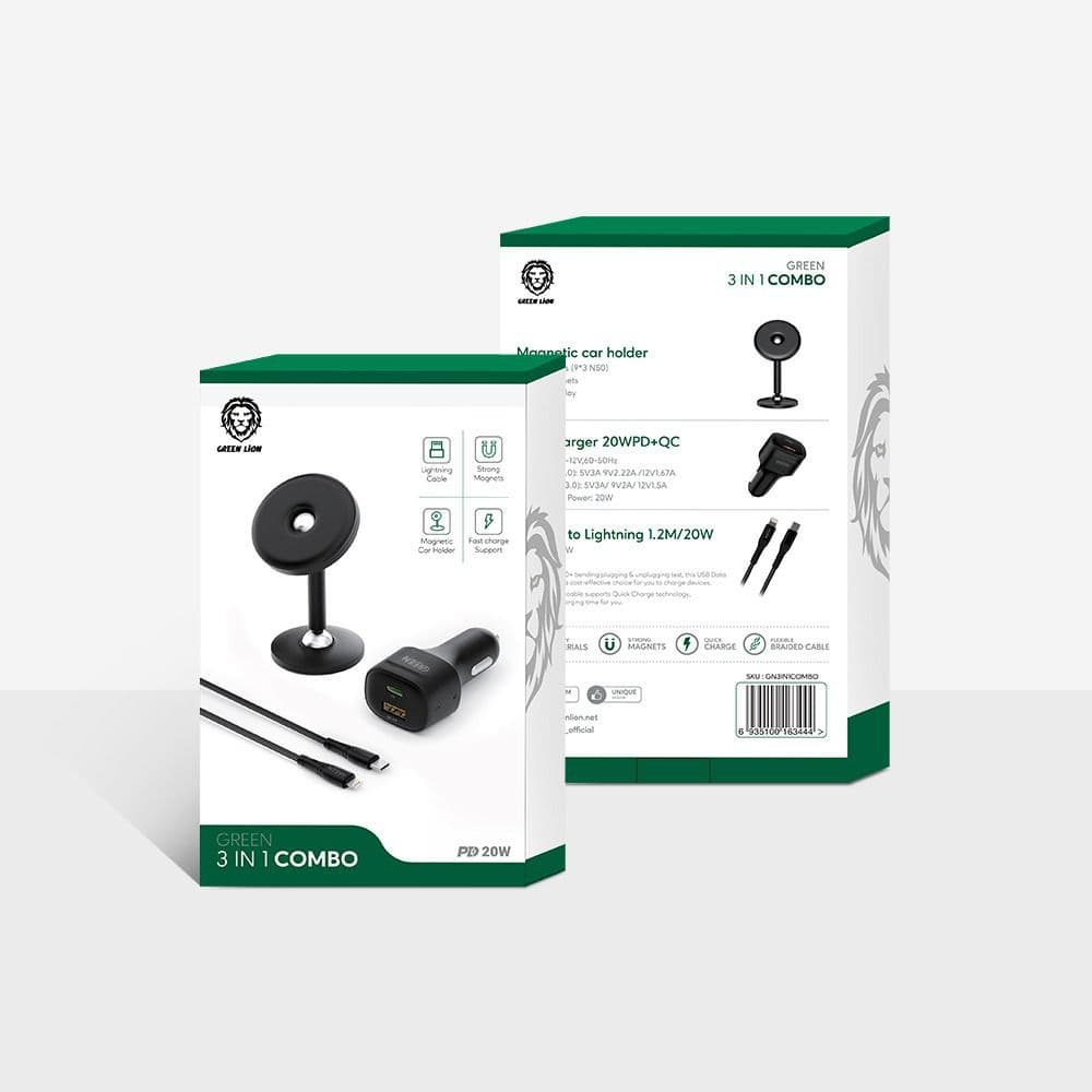 پک شارژر فندکی هولدر و کابل 3در1 گرین لاین مدل GN3in1COMBO