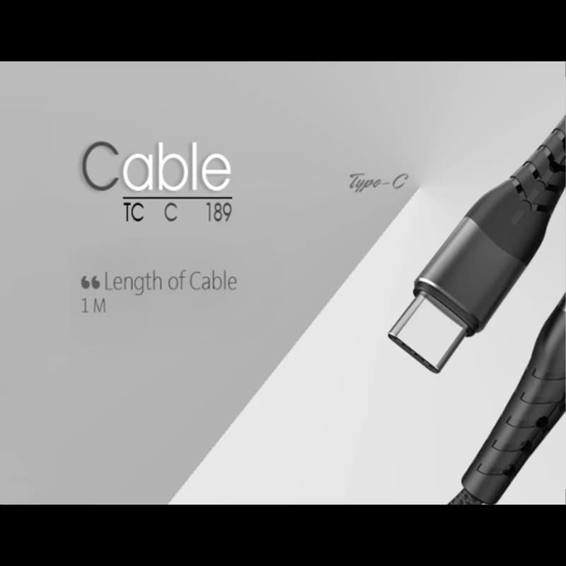 کابل شارژر USB به USB-C تسکو مدل TCC189 طول 1 متر — تصویر ۲