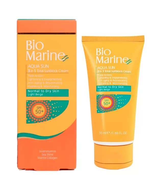 ضدآفتاب رنگی +spf50 بایومارین پوست معمولی و خشک