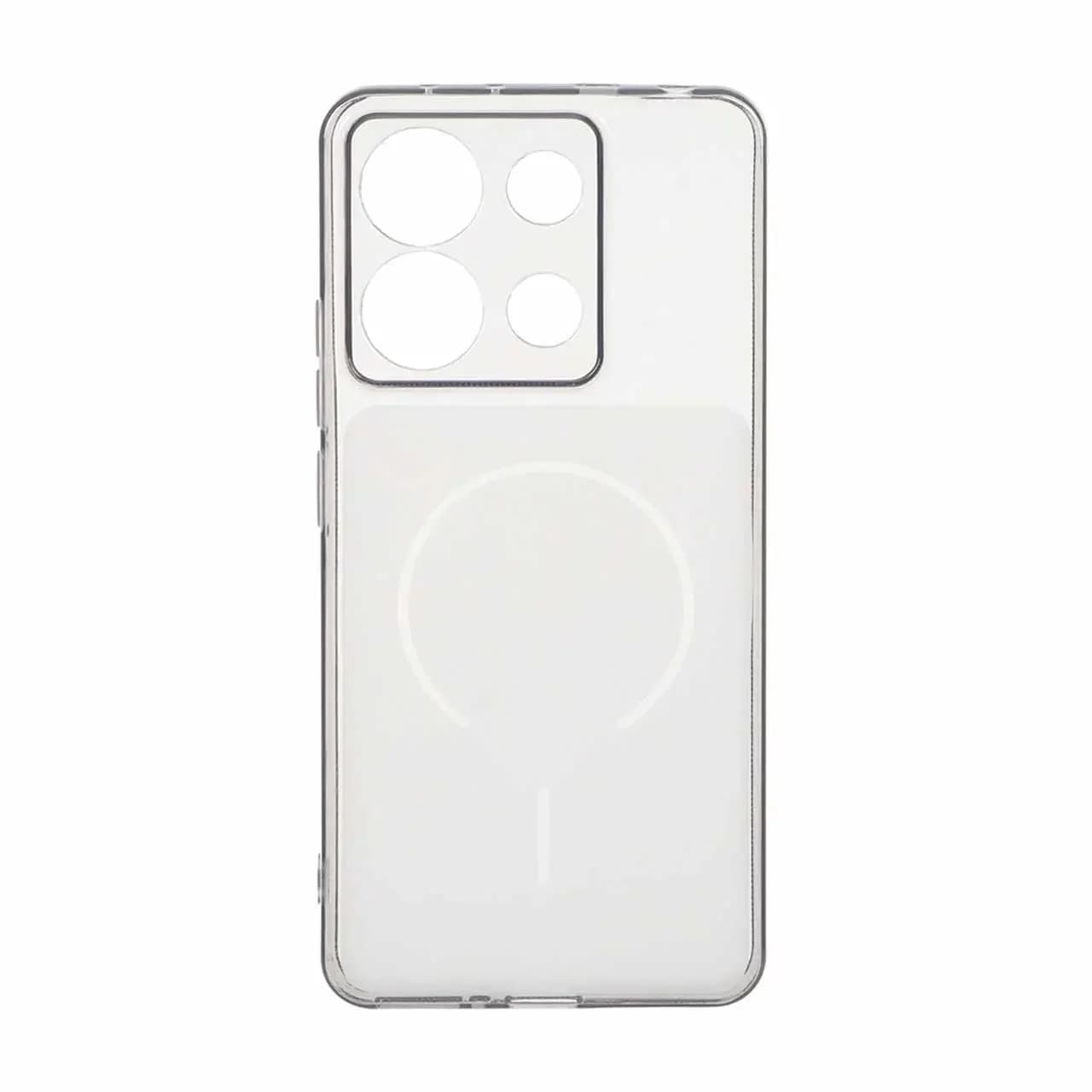 قاب ژله ای شفاف مستطیلی طرح مگ سیف محافظ لنزدار Xiaomi Redmi Note 13 4G – مشکی