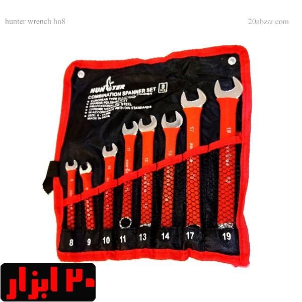 مجوعه 8 عددی آچار یکسر رینگ روکشدار هانتر