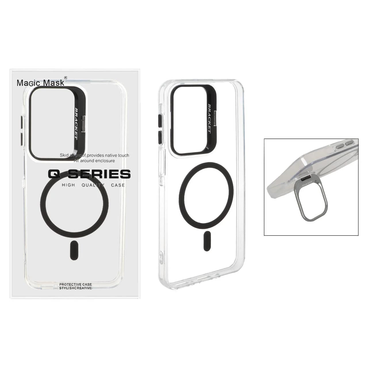 قاب اورجینال Q Series Bracket کریستالی Magsafe لنز استندشو Samsung Galaxy A17 / A16 / A26