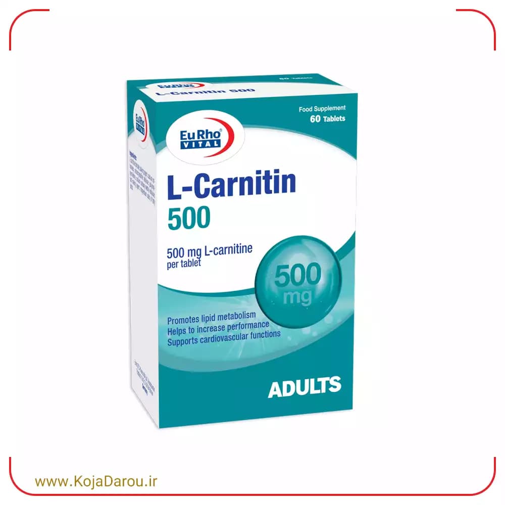 قرص ال کارنیتین 500 یوروویتال L Carnitine بسته 60 عددی