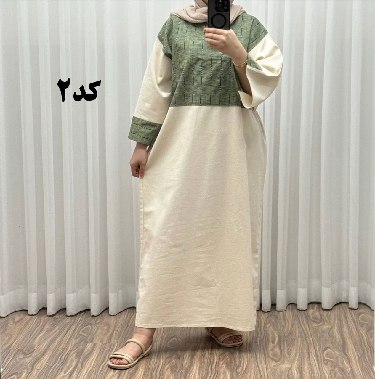 پیراهن کفتان لنین پاییزه سایز بزرگ 1089 — تصویر ۸