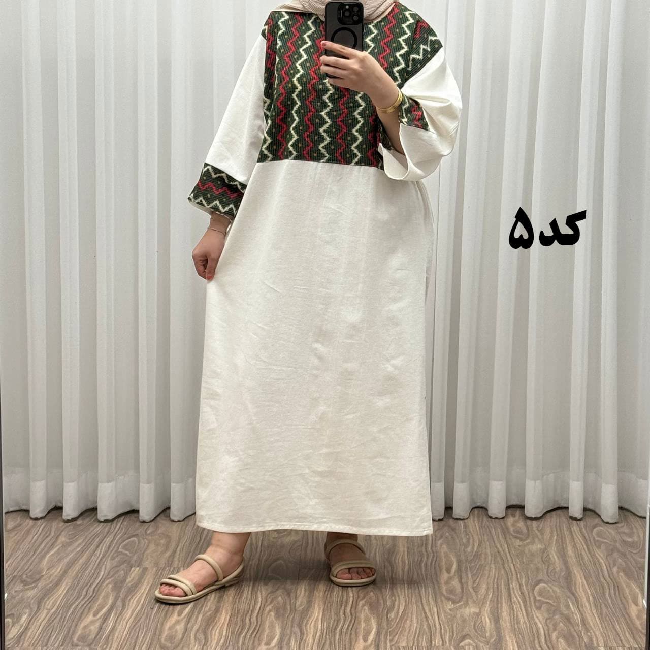پیراهن کفتان لنین پاییزه سایز بزرگ 1089 — تصویر ۵