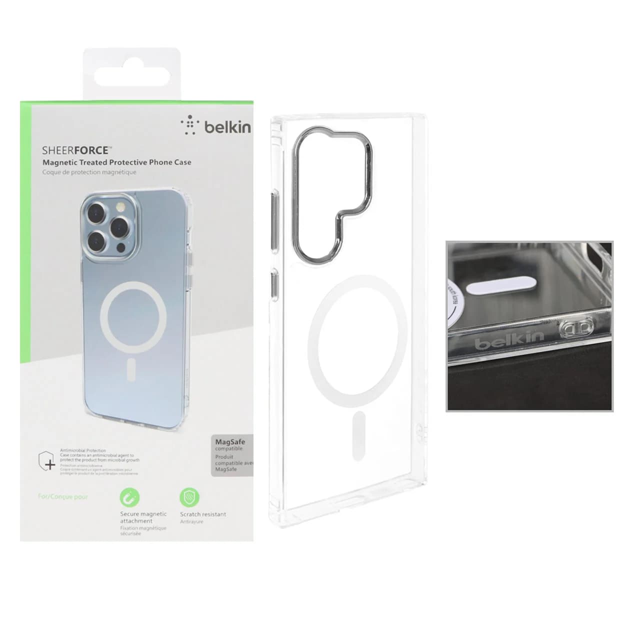 قاب اورجینال belkin شفاف Magsafe مدل Samsung Galaxy S23 Ultra (پک دار)