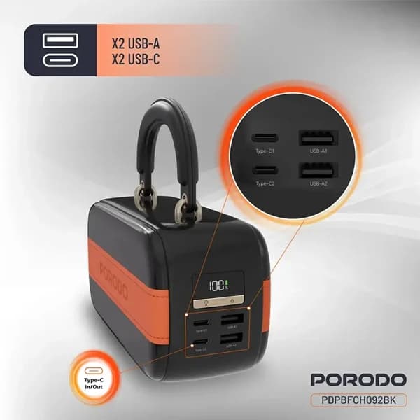 پاوربانک 100وات 60000 پرودو Porodo Sway power bank PDPBFCH092BK — تصویر ۴