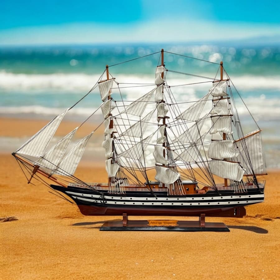 دکوری چوبی مدل ماکت کشتی Amerigo Vespucci