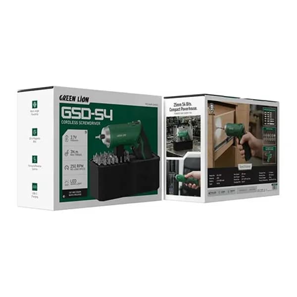 پیچ گوشتی شارژی گرین لاین Green Lion GSD-54 Screwdriver GNGSD54CS — تصویر ۲