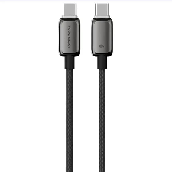 کابل شارژ 60W دوسر تایپ سی پاورولوژی Powerology USB-C To USB-C Charging Cable PWDC60D
