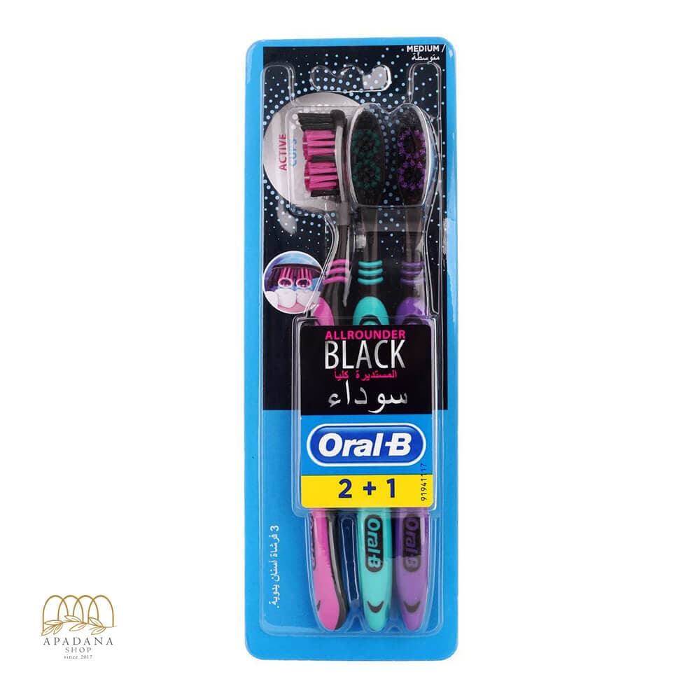 مسواک سه عددی اورال بی مدل Allrounder Black 2+1