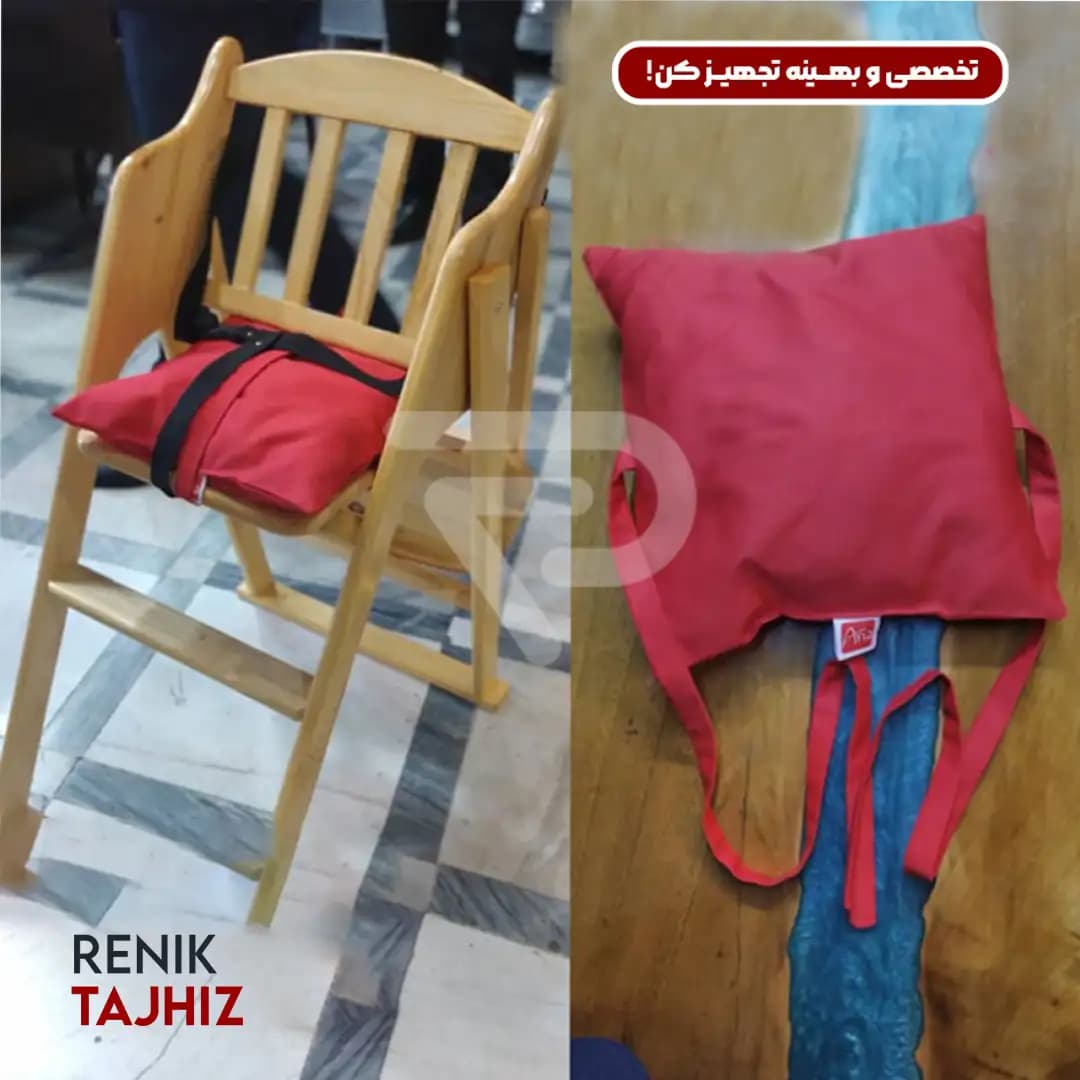 صندلی غذاخوری تاشو کودک همراه بالشتک – از چوب راش — تصویر ۳