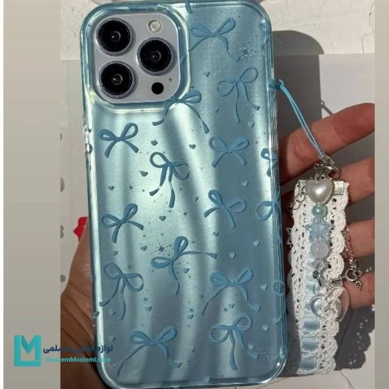 قاب گوشی دخترانه پاپيوني مرجاني آبي کد C3621 | لوازم جانبی مسلمی