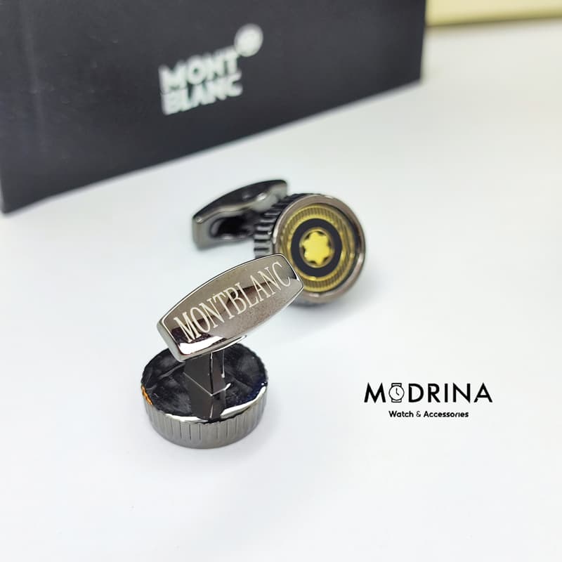 دکمه سر دست مشکی سیلور مون بلان Montblanc — تصویر ۲
