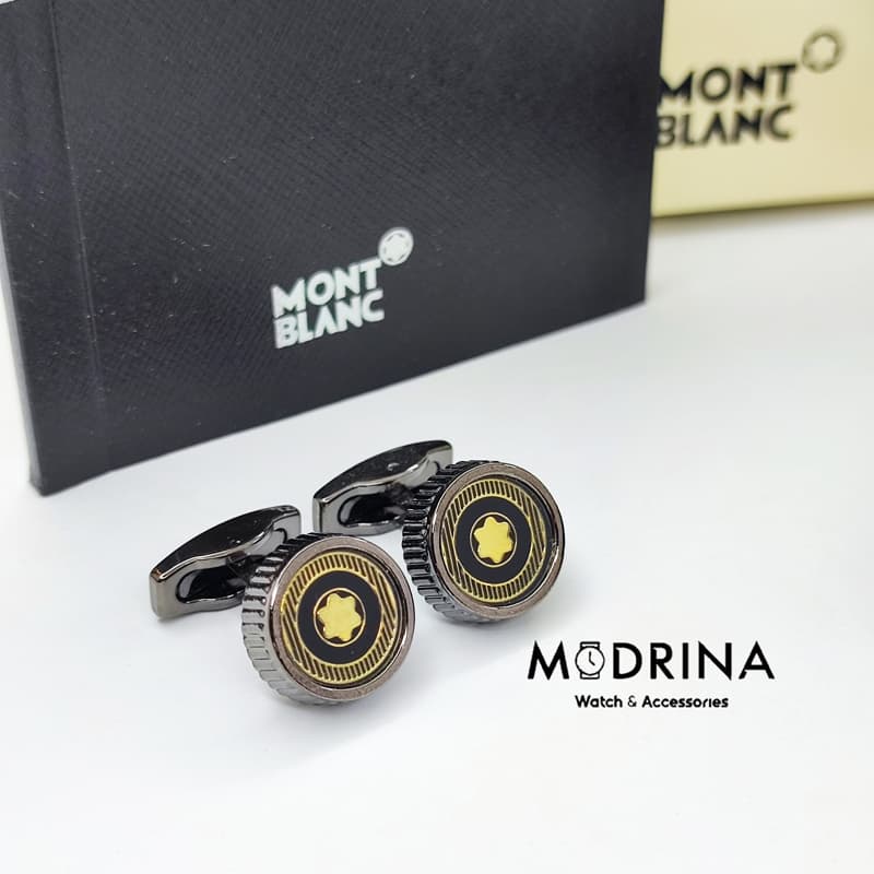 دکمه سر آستین مشکی طلایی مون بلان Montblanc