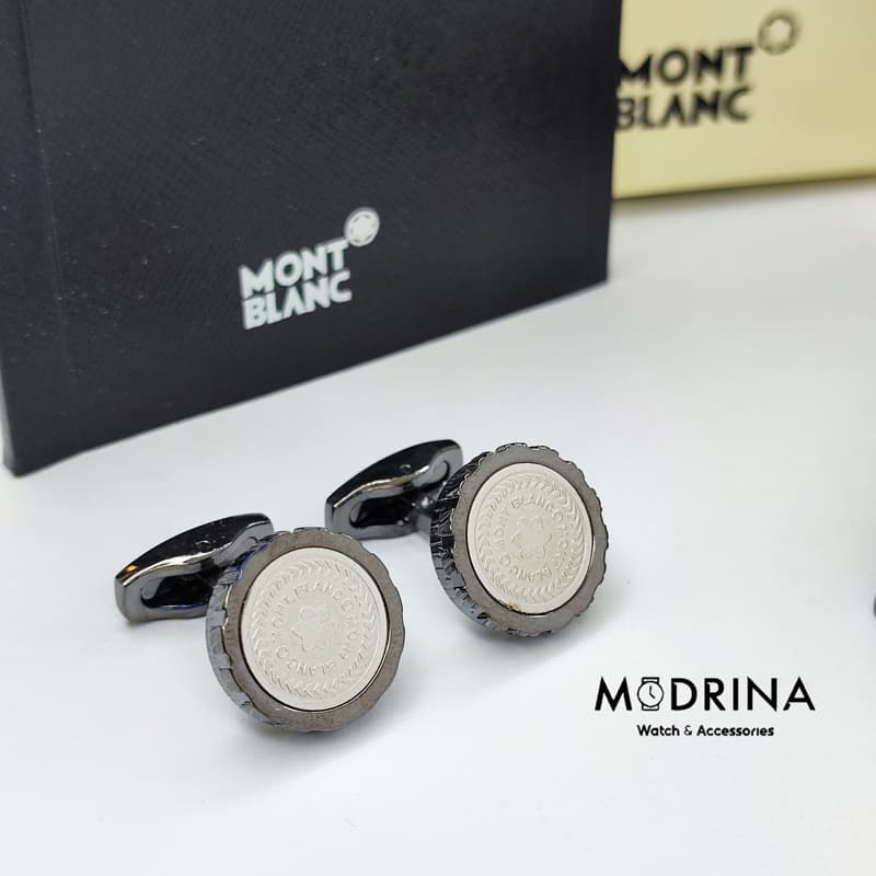 دکمه سر آستین مشکی سیلور مون بلان Montblanc