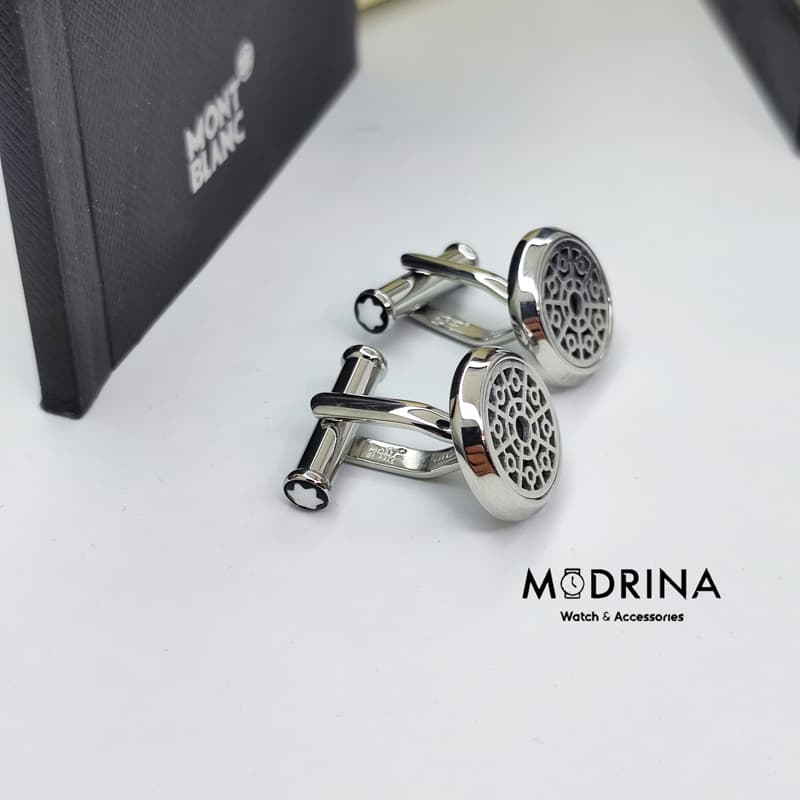 دکمه سر آستین مشکی سیلور مون بلان Montblanc — تصویر ۳