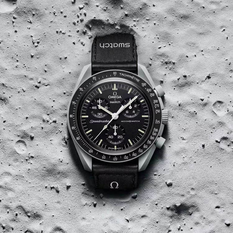 ساعت مچی امگا سواچ میشن تو د مون | Omega x Swatch Mission to the Moon | طوسی صفحه مشکی مستر کوالیتی