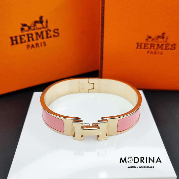 دستبند هرمس (Hermes) صورتی رزگلد