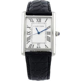 ساعت مچی کارتیه تانک | Cartier Tank | نقره‌ای-مشکی صفحه سفید کوارتز — تصویر ۳