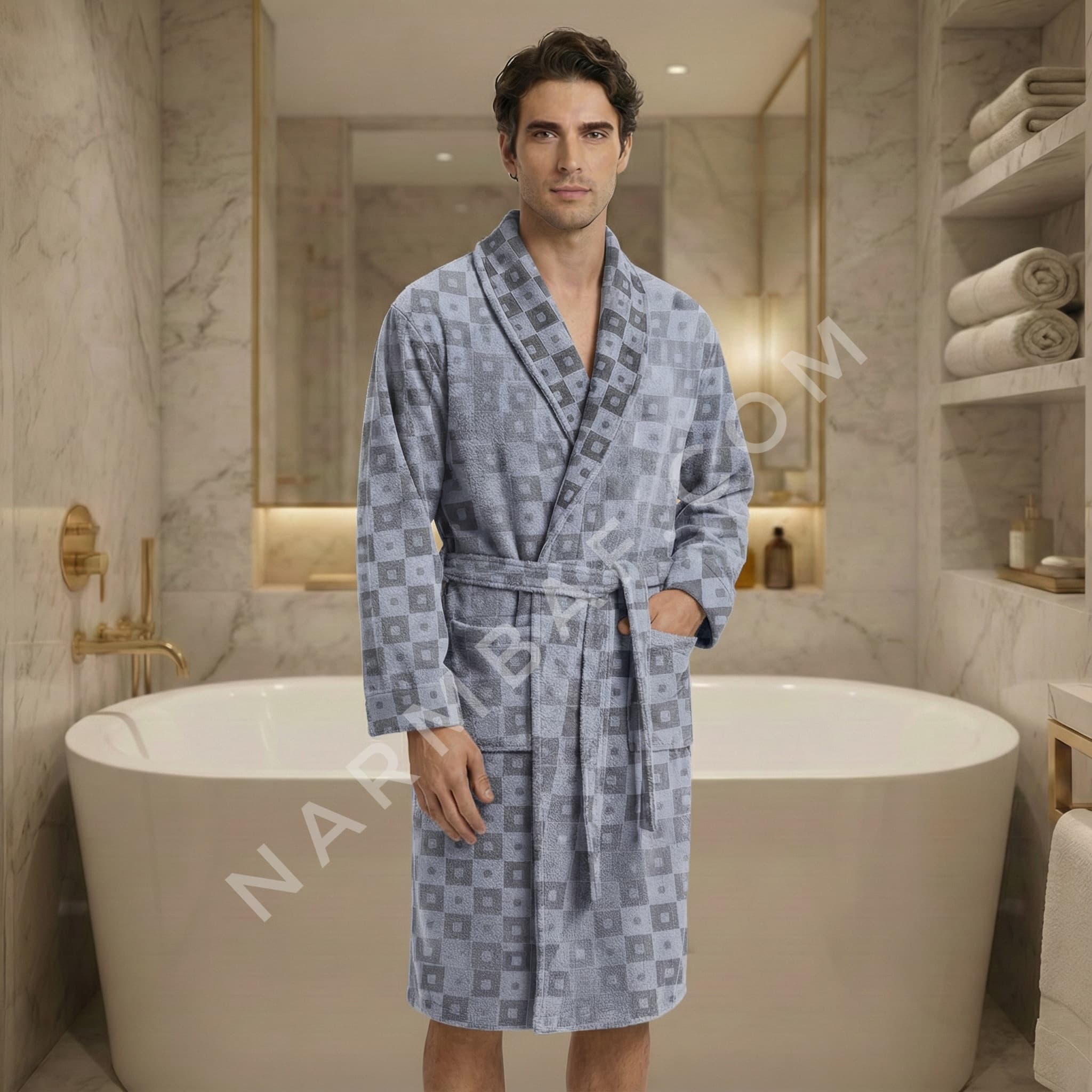 حوله تن پوش مردانه پرنسا سایز 135 (XL) نقره ای