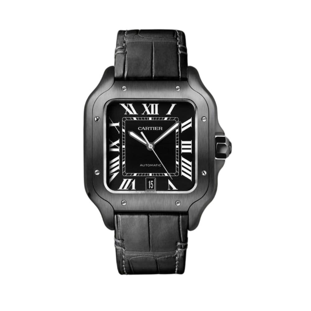 ساعت مچی کارتیه سانتوس | Cartier Santos | مشکی صفحه مشکی کوارتز