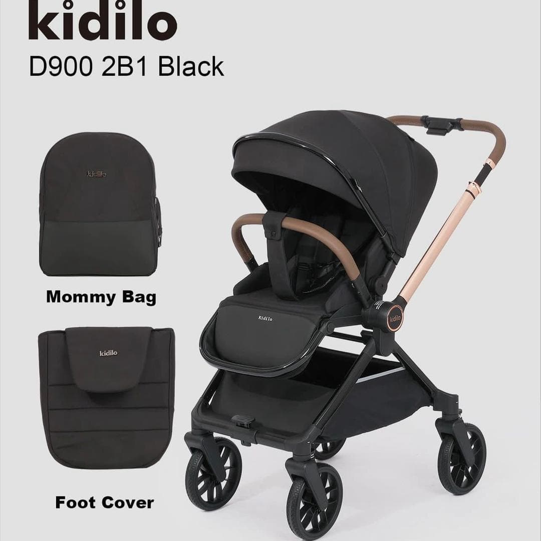 کالسکه دسته 2 طرفه چهار چرخ ۳۶۰ درجه کیدیلو Kidilo مدل D900