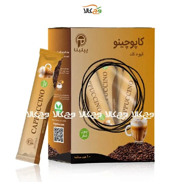 کاپوچینو قهوه گلد بدون شکر پپتینا – ساشه 10 عددی