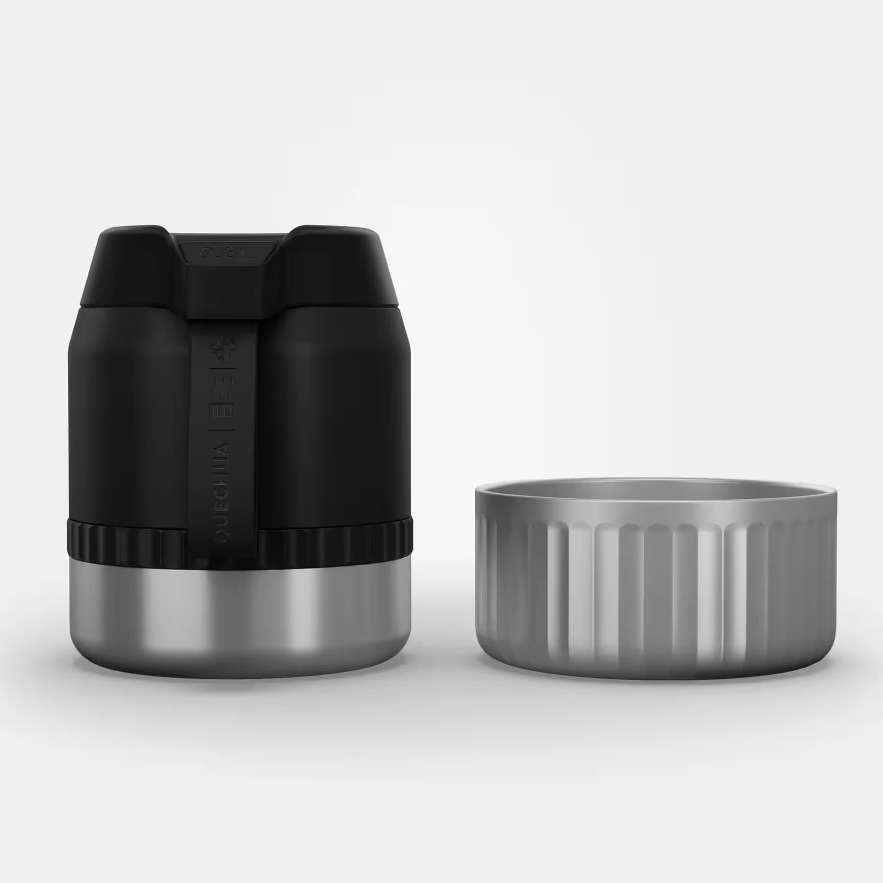 فلاسک غذا کچوا 800 میل Quechua Thermal insulated food container with Bowl – black – 0.8L – MH500 — تصویر ۴